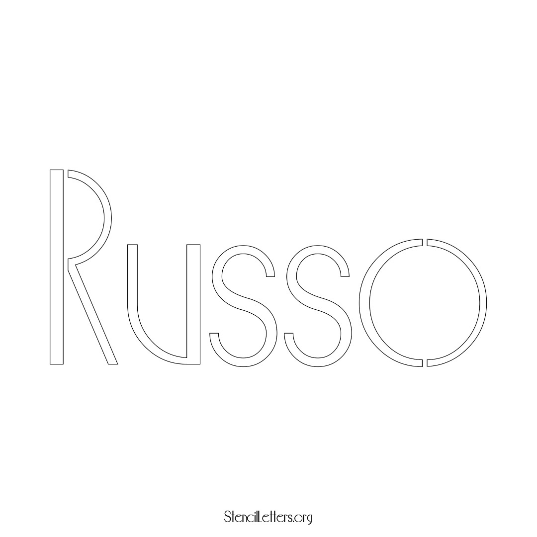 Russo name stencil in Art Deco Lettering