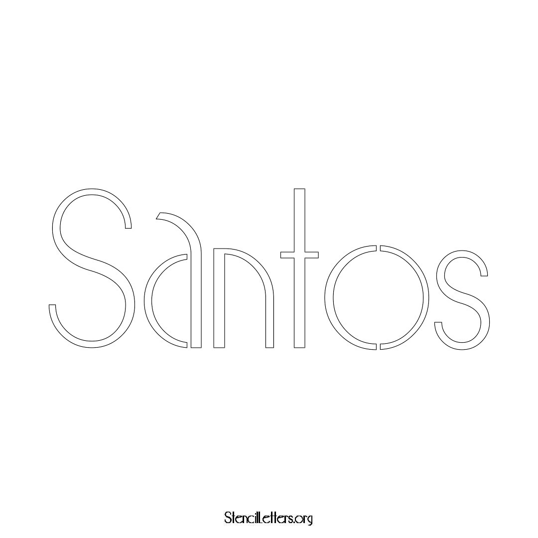 Santos name stencil in Art Deco Lettering