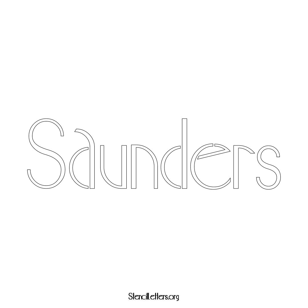 Saunders name stencil in Art Deco Lettering