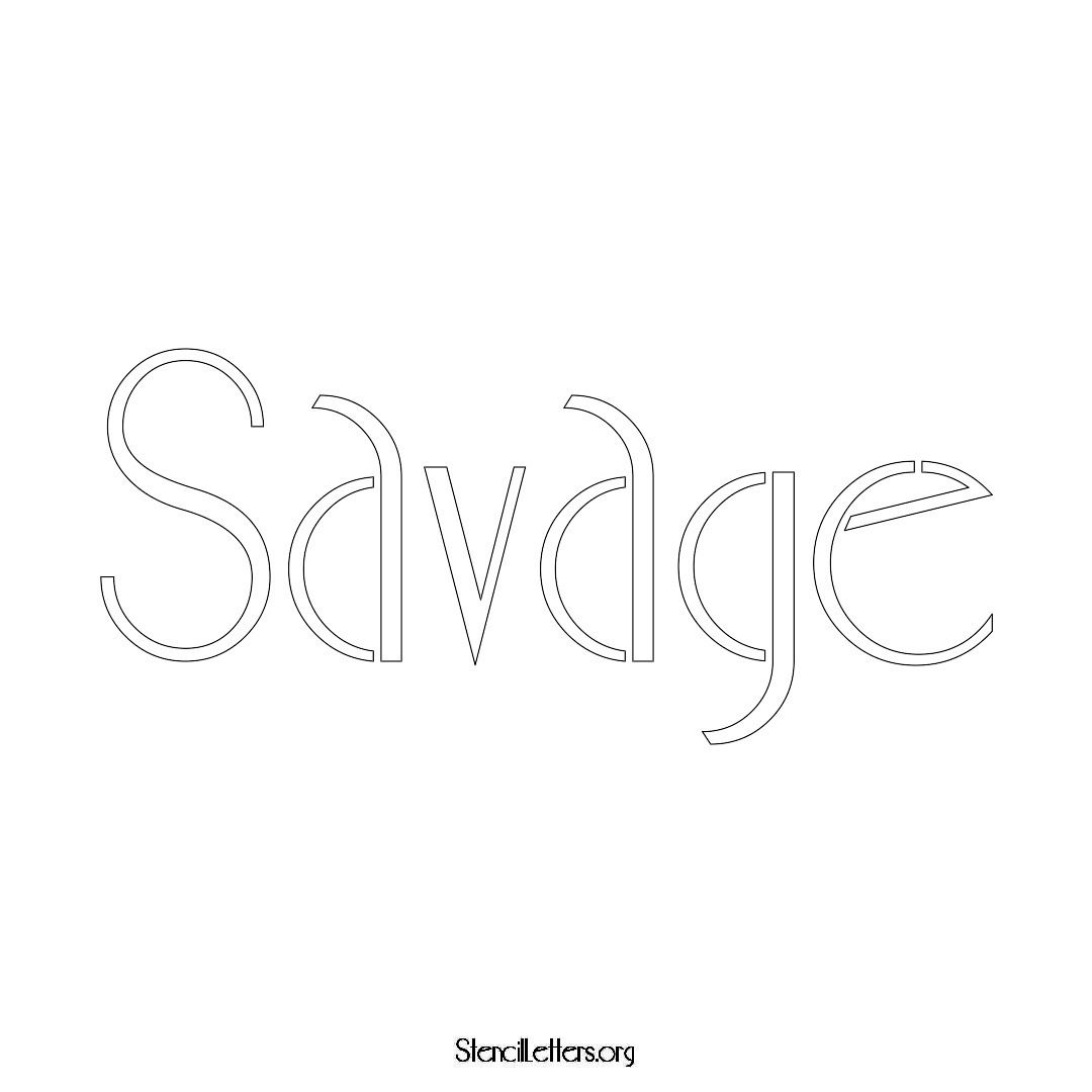 Savage name stencil in Art Deco Lettering