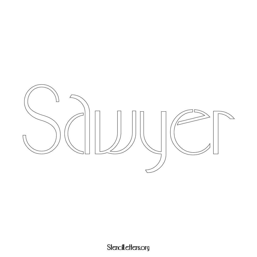 Sawyer name stencil in Art Deco Lettering