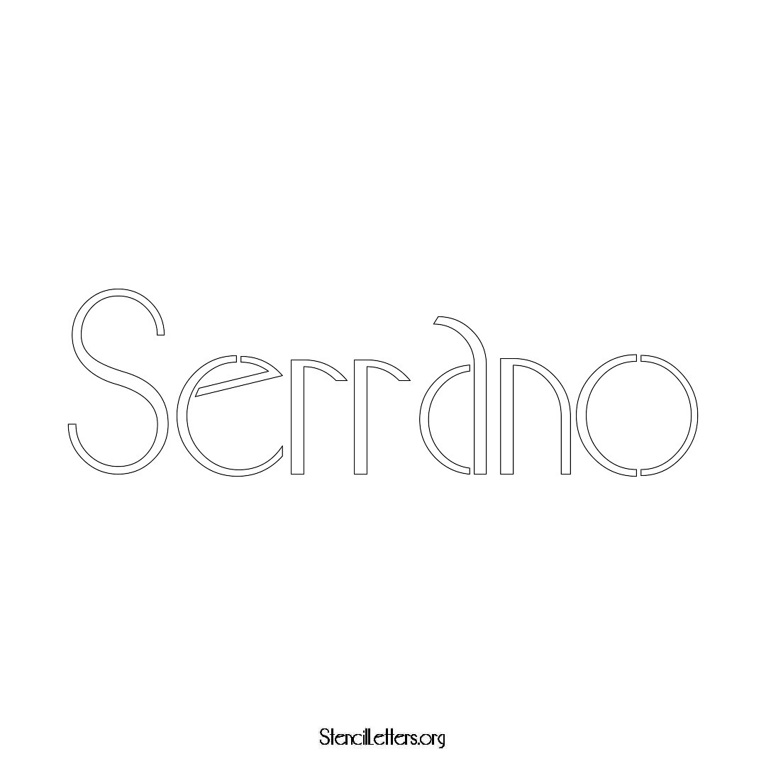 Serrano name stencil in Art Deco Lettering