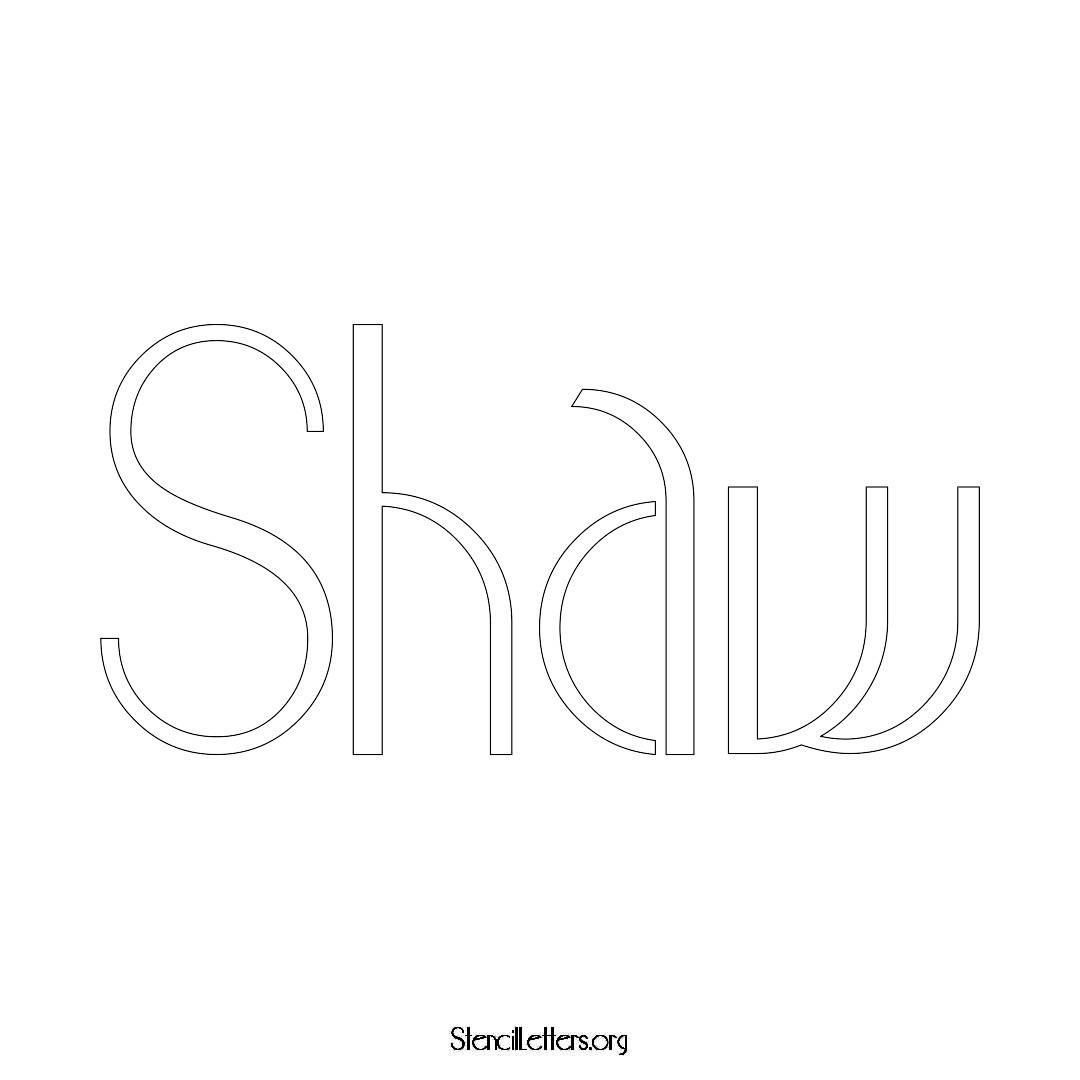 Shaw name stencil in Art Deco Lettering