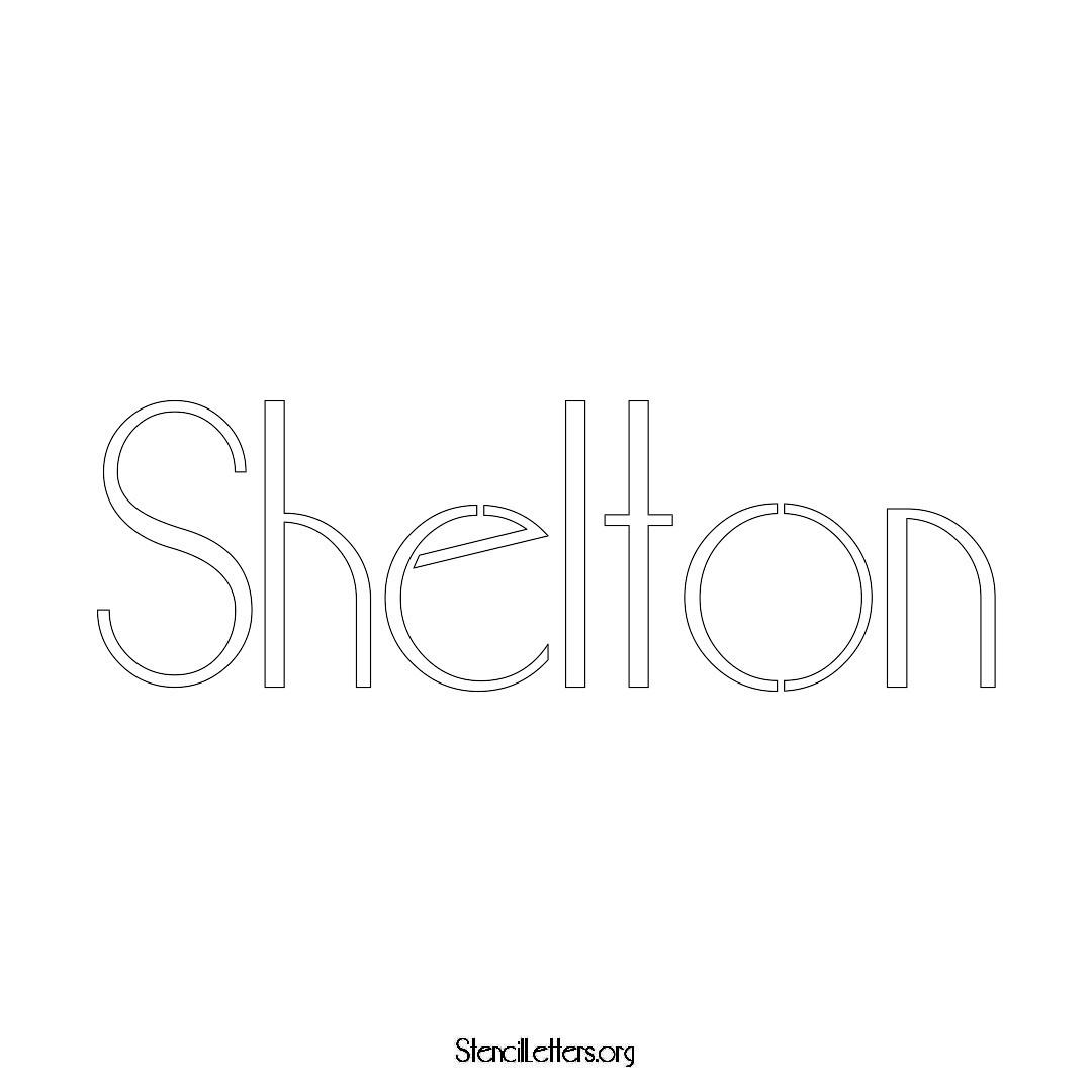 Shelton name stencil in Art Deco Lettering