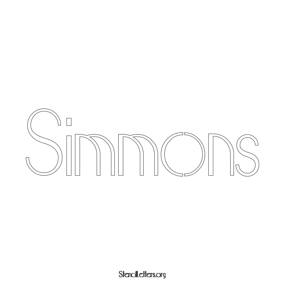 Simmons name stencil in Art Deco Lettering