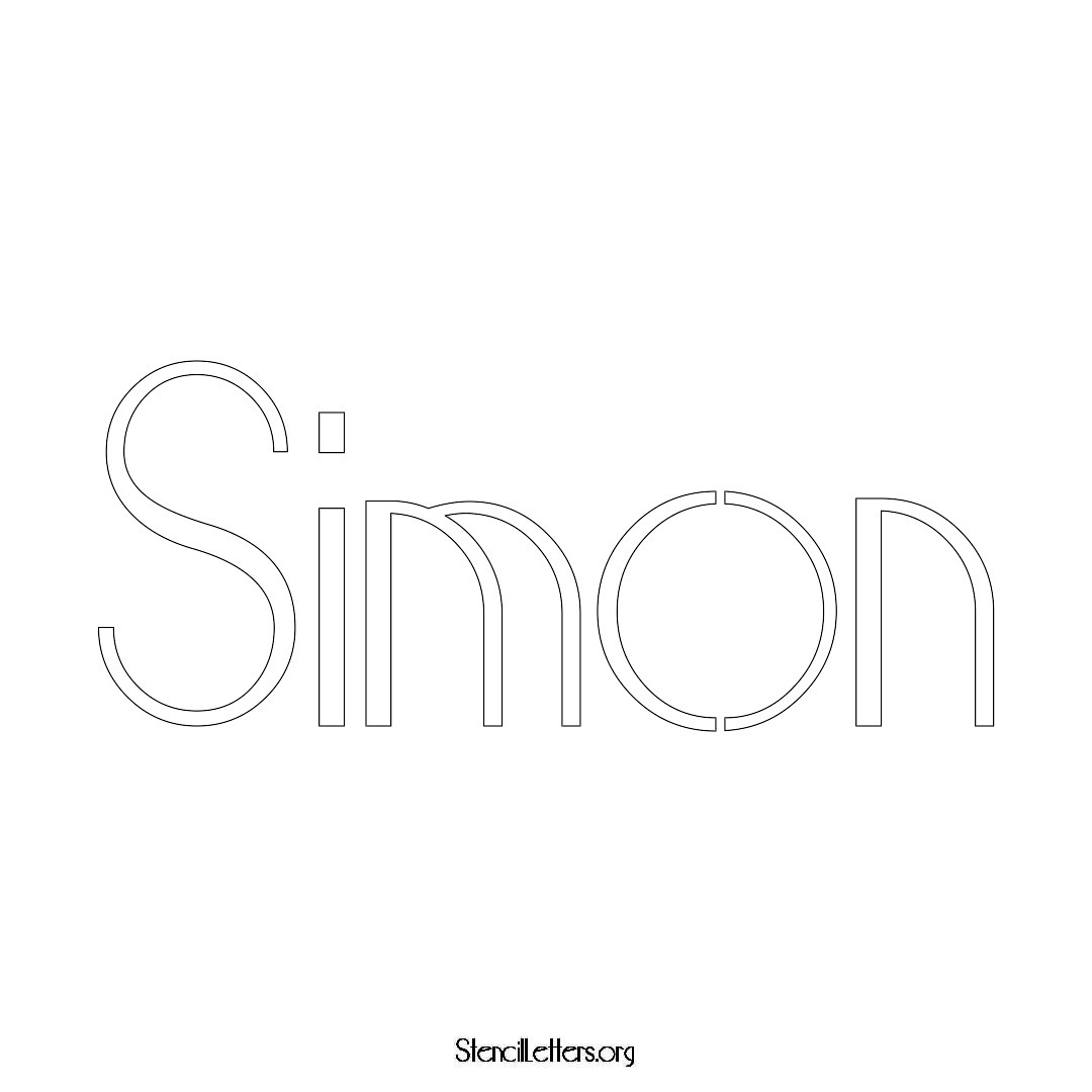 Simon name stencil in Art Deco Lettering