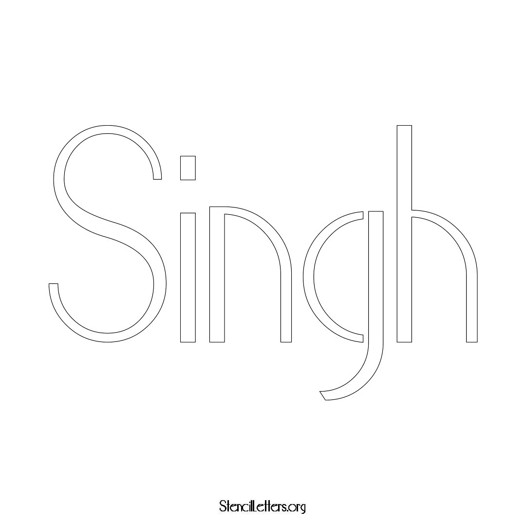 Singh name stencil in Art Deco Lettering