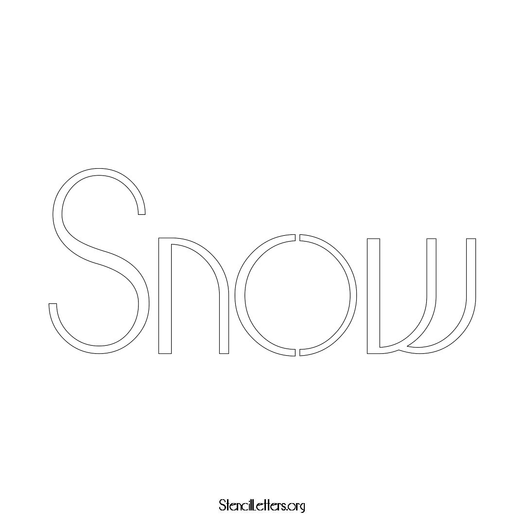 Snow name stencil in Art Deco Lettering