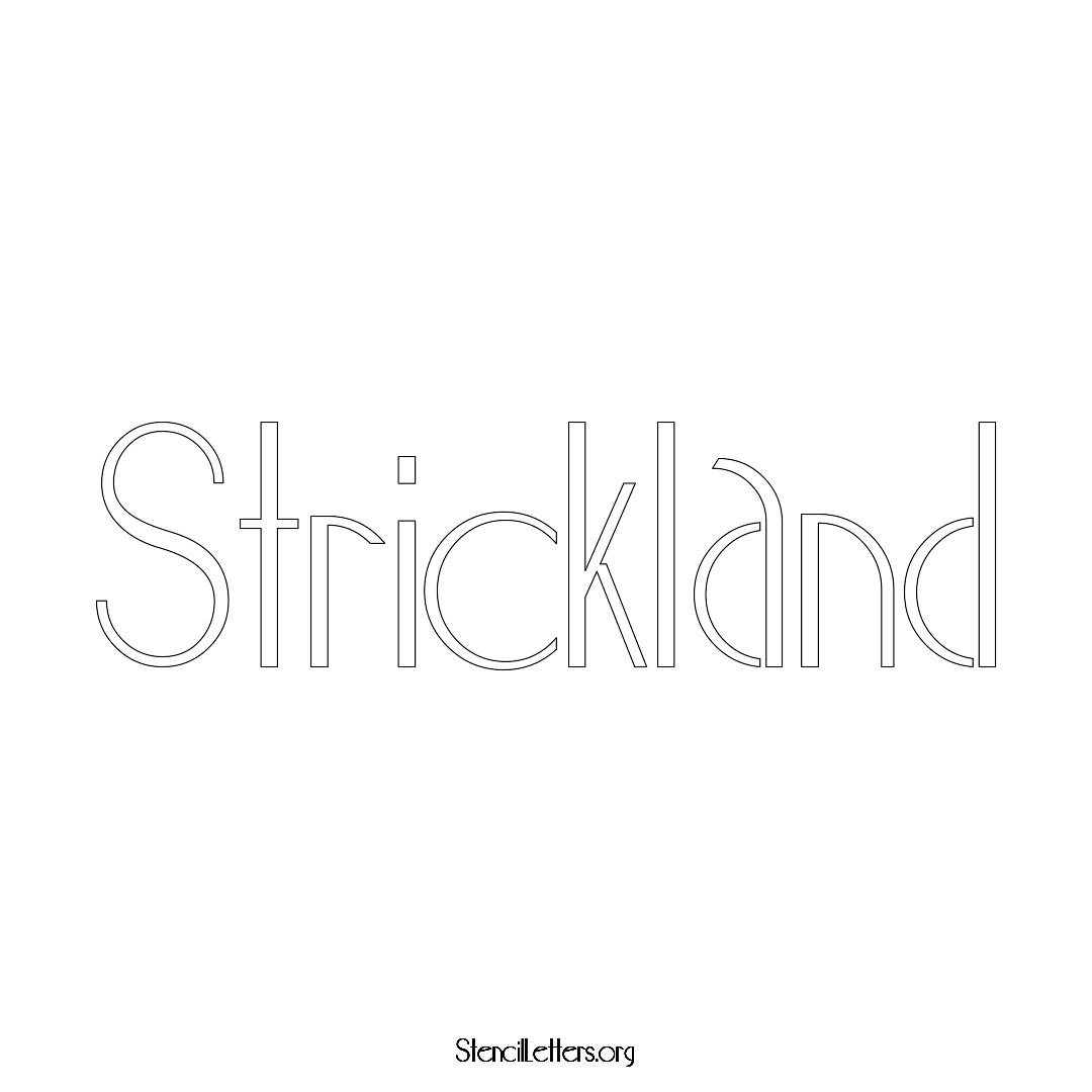 Strickland name stencil in Art Deco Lettering