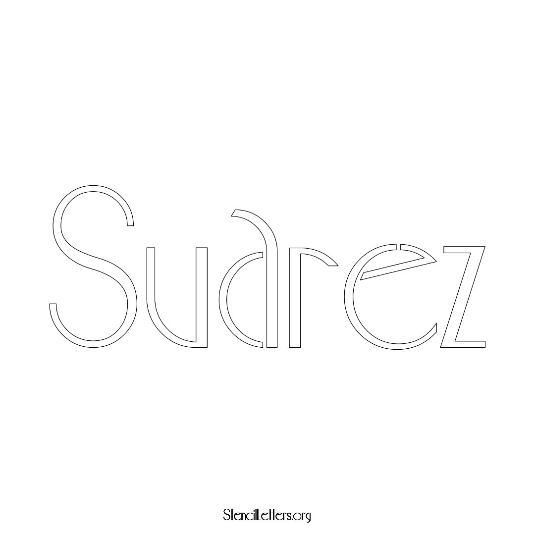 Suarez name stencil in Art Deco Lettering