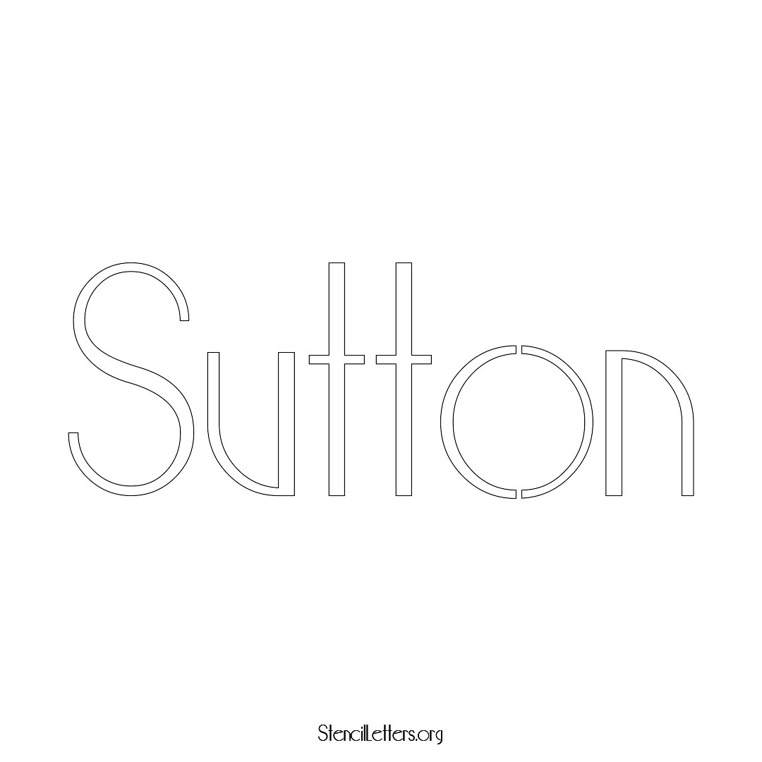 Sutton name stencil in Art Deco Lettering