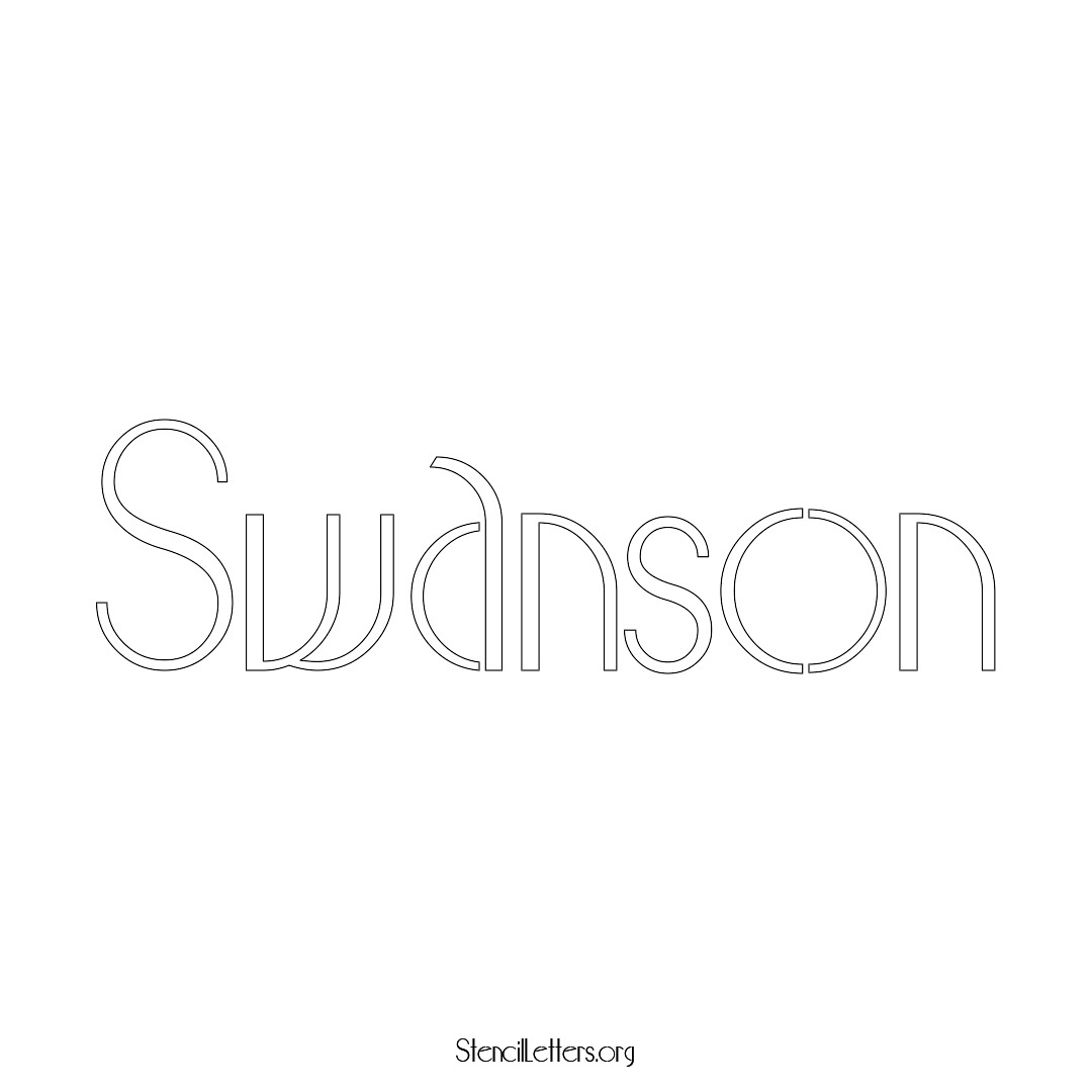 Swanson name stencil in Art Deco Lettering