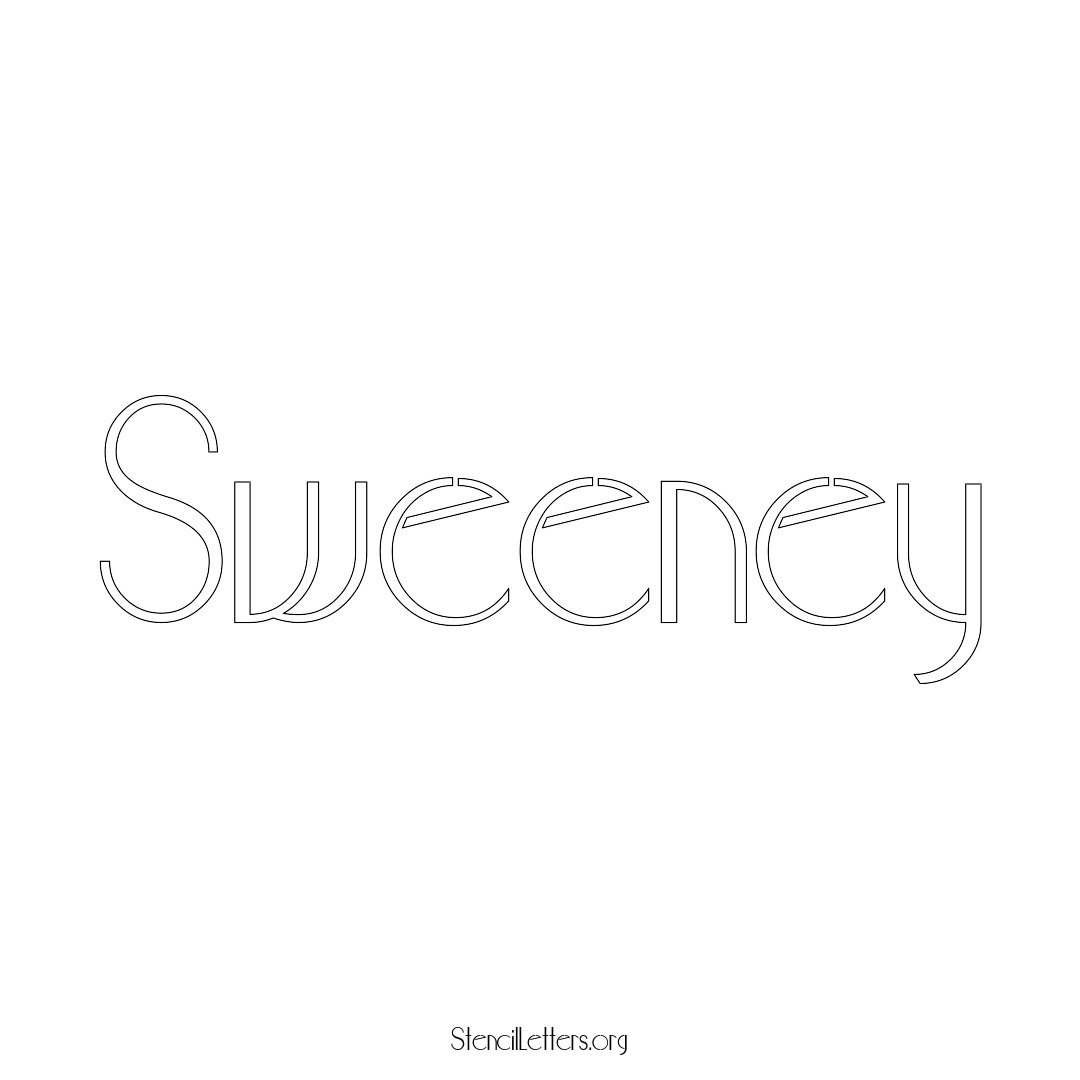 Sweeney name stencil in Art Deco Lettering