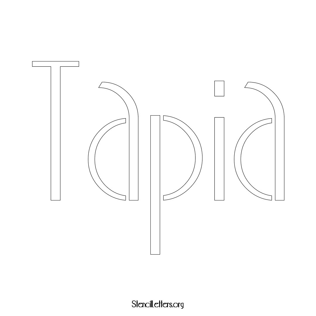 Tapia name stencil in Art Deco Lettering