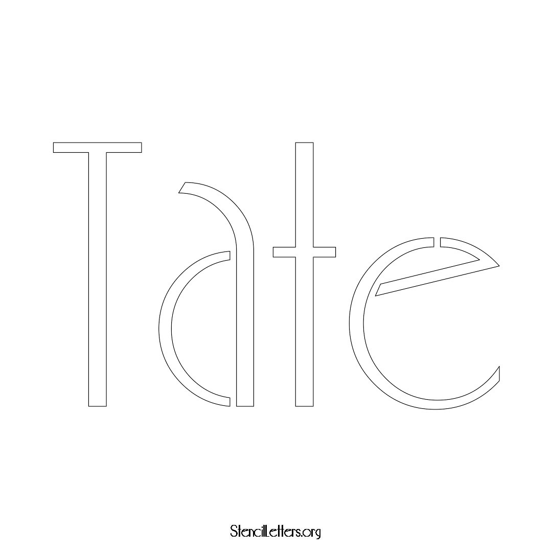 Tate name stencil in Art Deco Lettering