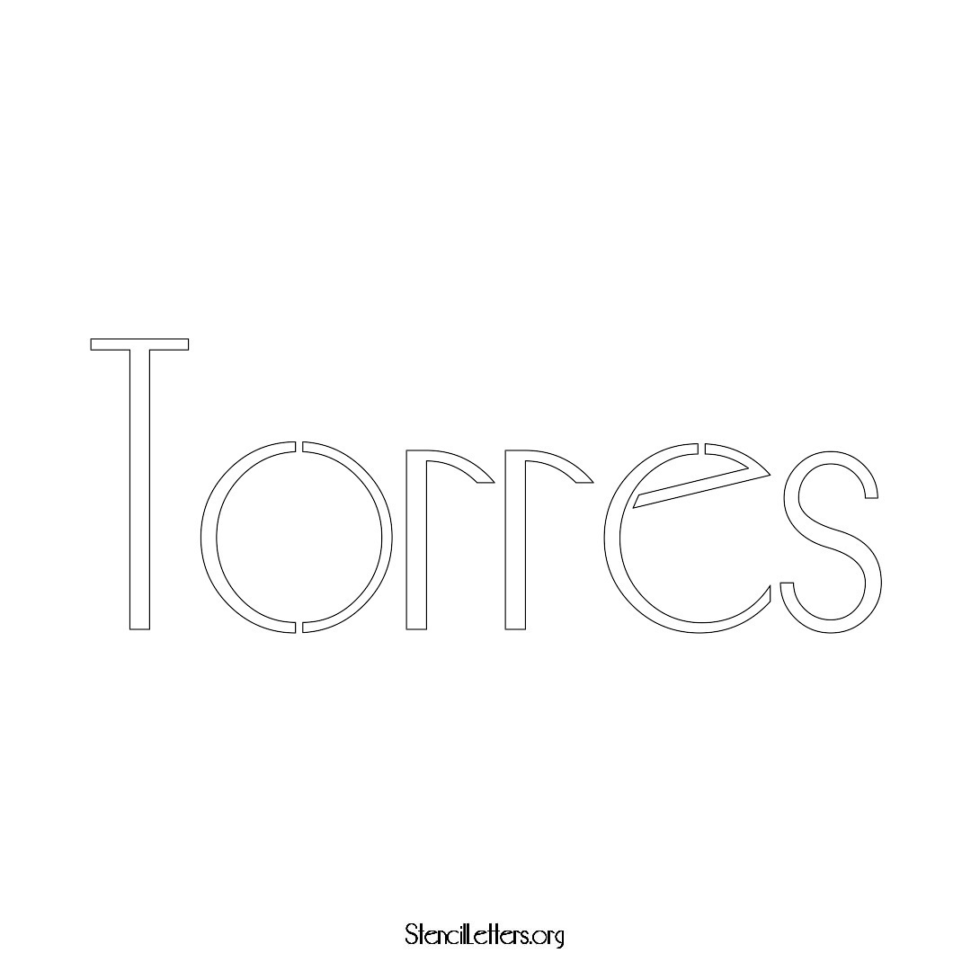 Torres name stencil in Art Deco Lettering