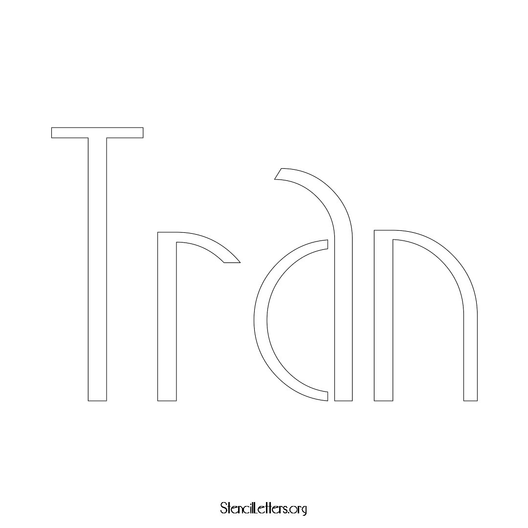 Tran name stencil in Art Deco Lettering