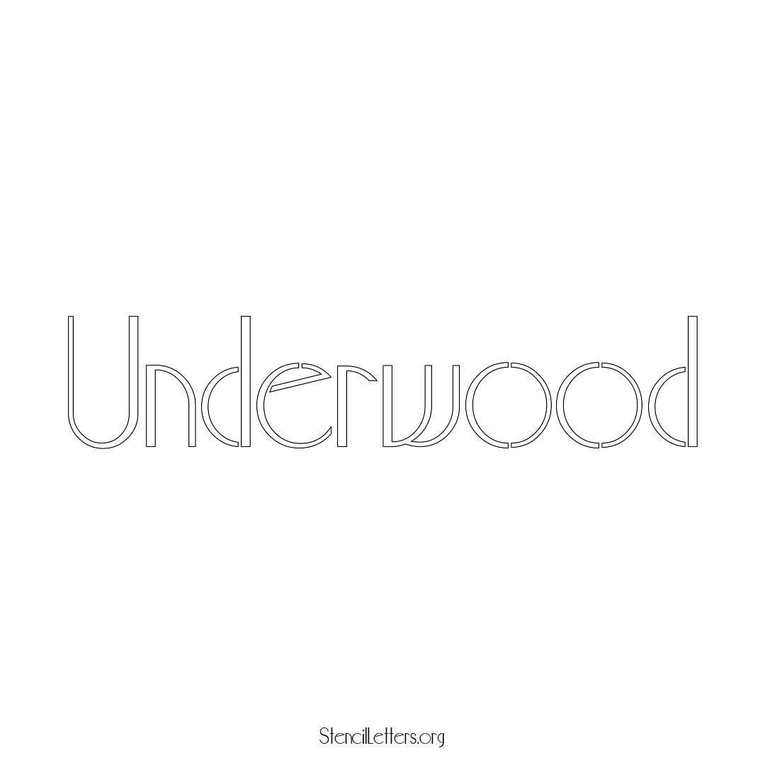 Underwood name stencil in Art Deco Lettering