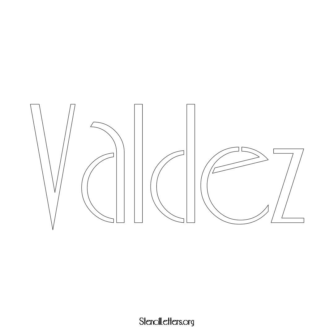 Valdez name stencil in Art Deco Lettering