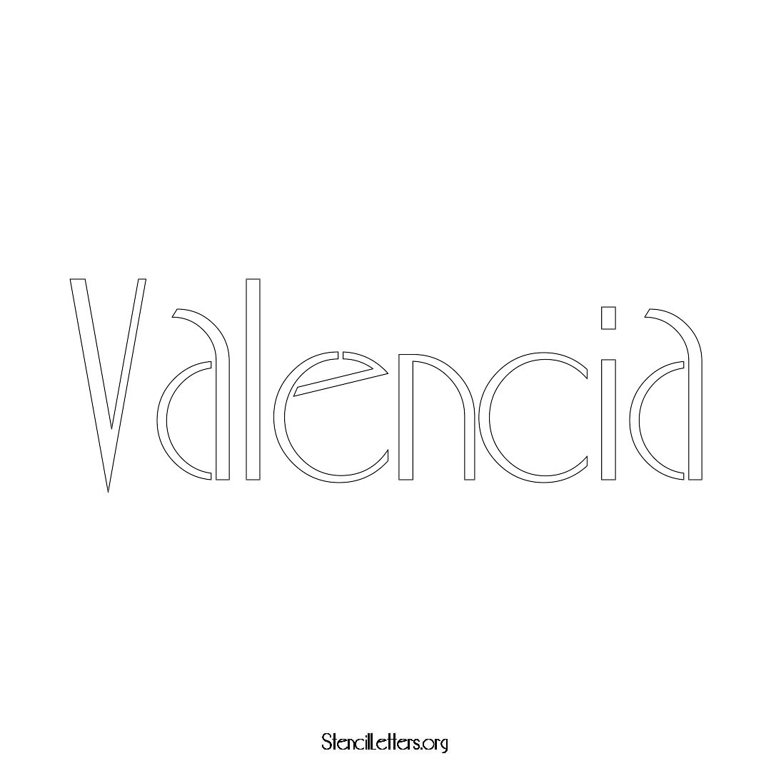 Valencia name stencil in Art Deco Lettering