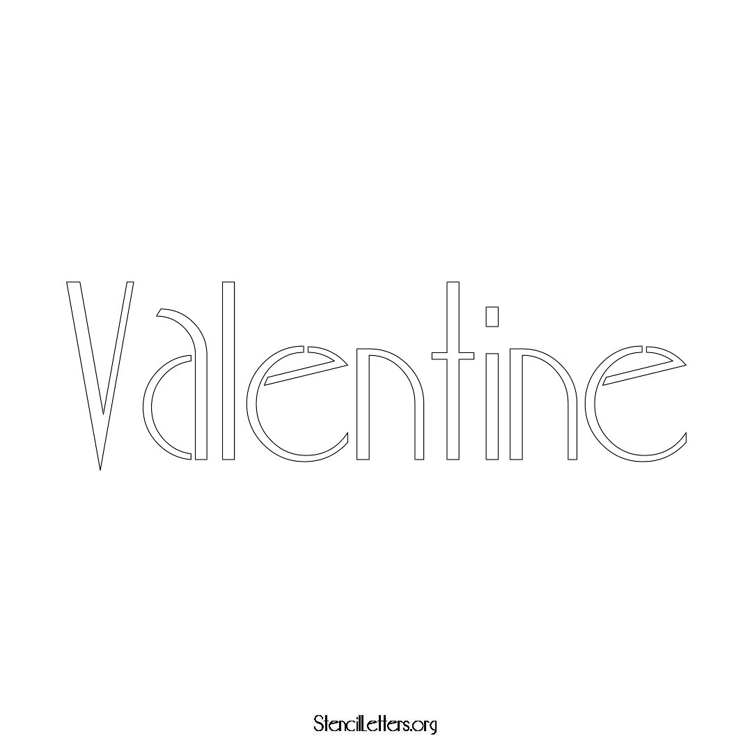 Valentine name stencil in Art Deco Lettering