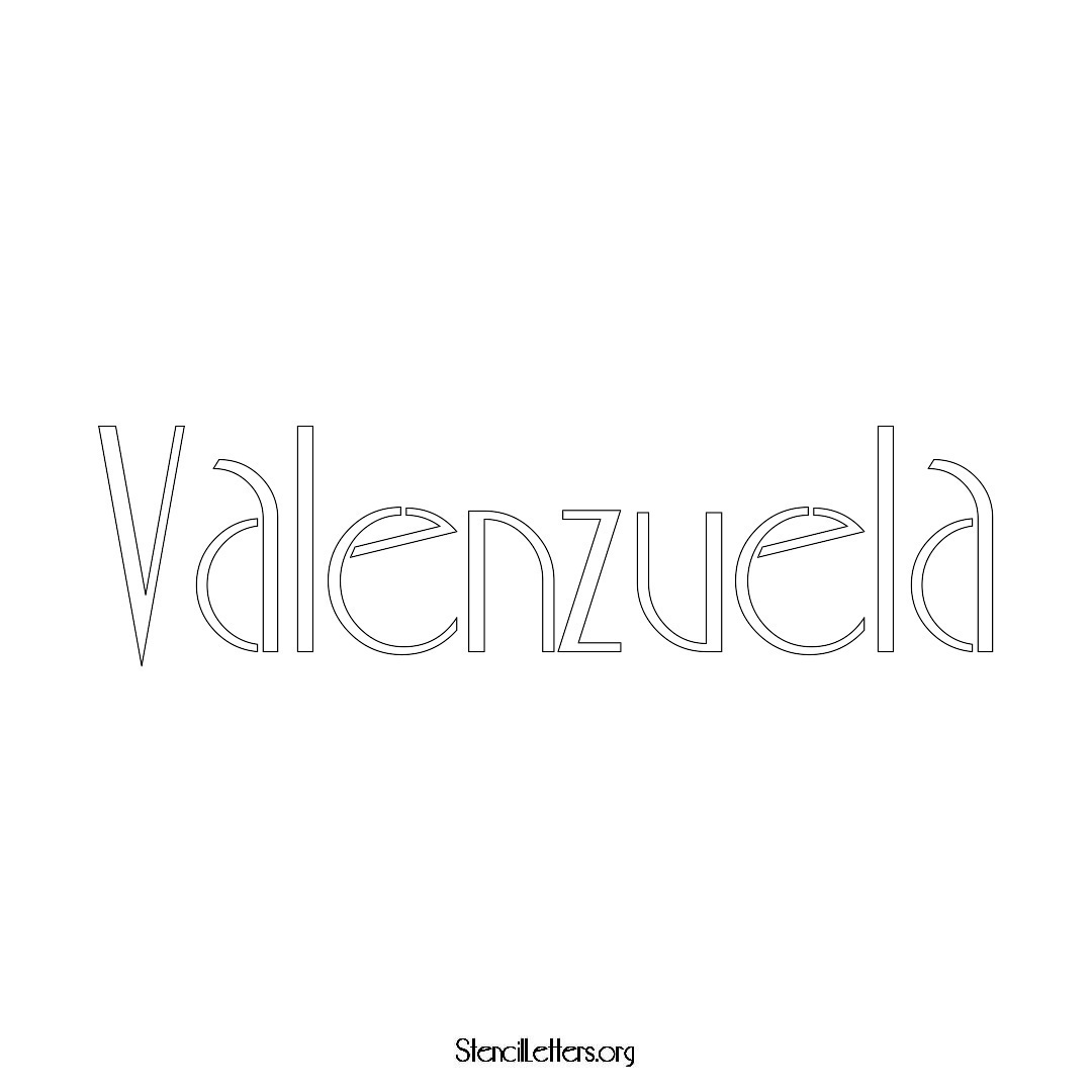 Valenzuela name stencil in Art Deco Lettering