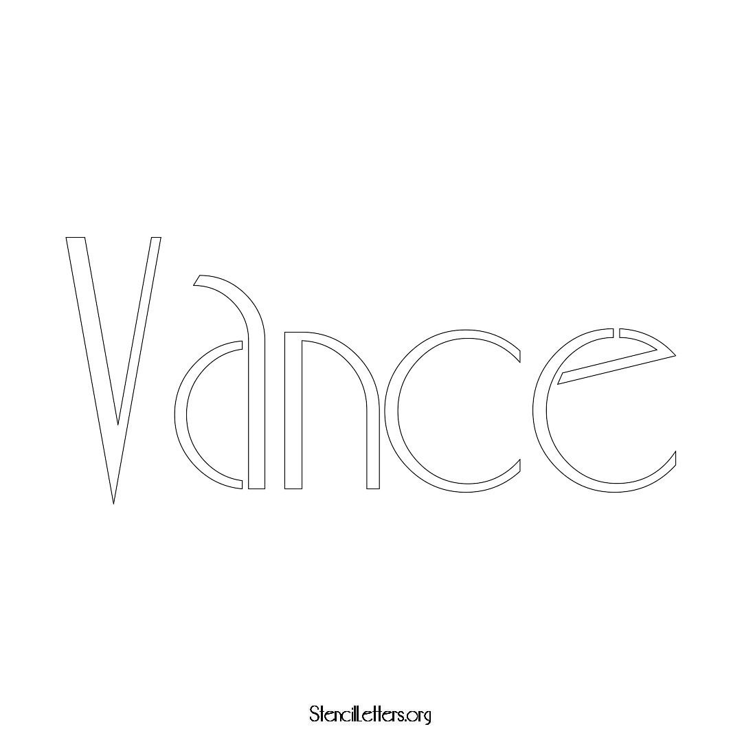 Vance name stencil in Art Deco Lettering