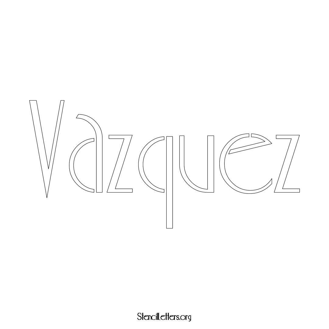 Vazquez name stencil in Art Deco Lettering