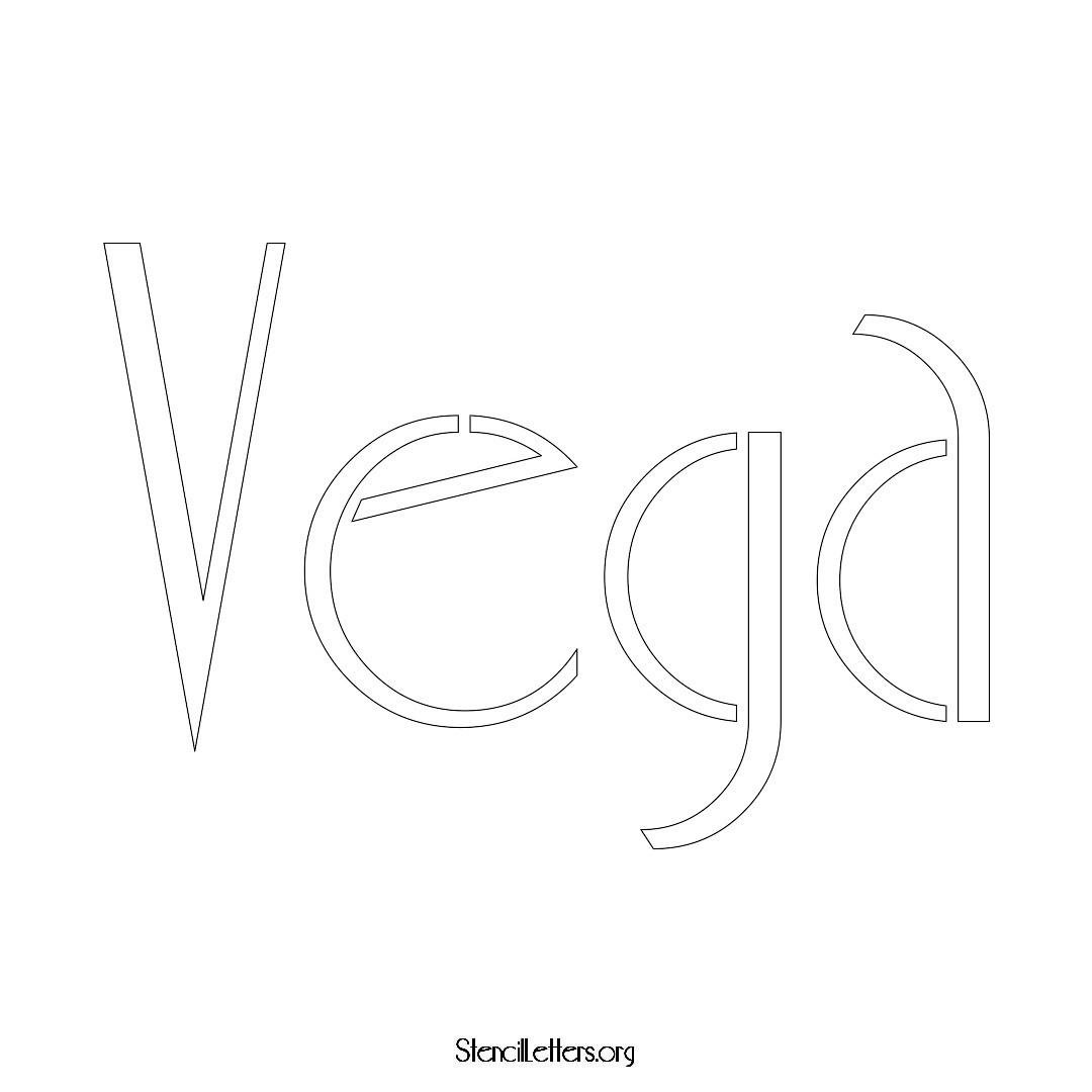 Vega name stencil in Art Deco Lettering