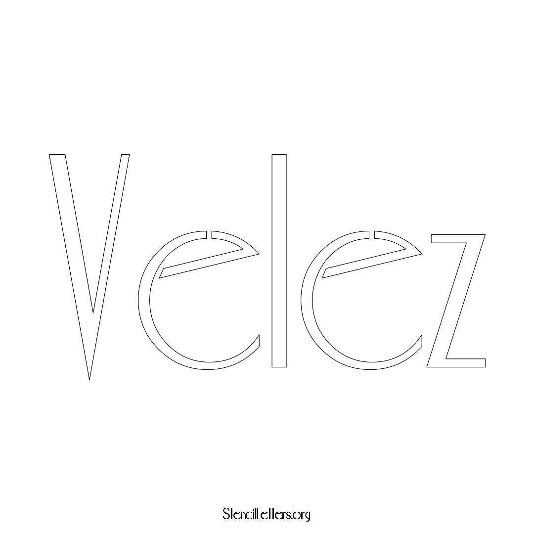 Velez name stencil in Art Deco Lettering