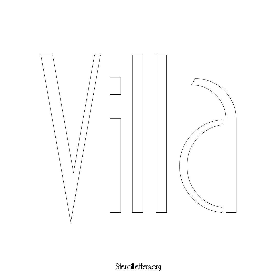 Villa name stencil in Art Deco Lettering