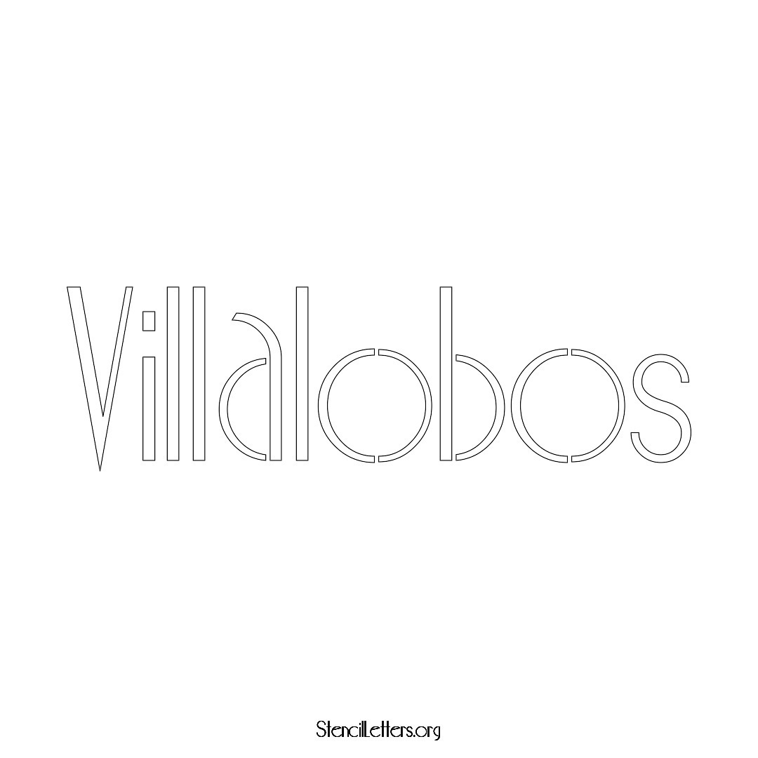 Villalobos name stencil in Art Deco Lettering