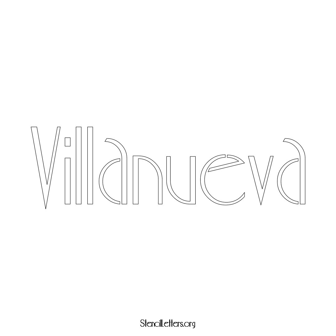 Villanueva name stencil in Art Deco Lettering