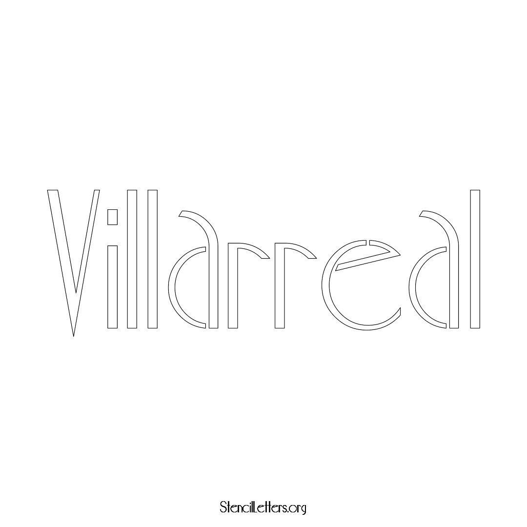 Villarreal name stencil in Art Deco Lettering