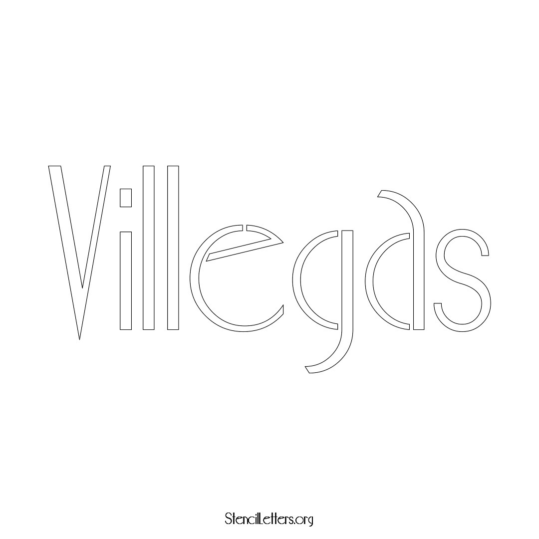 Villegas name stencil in Art Deco Lettering