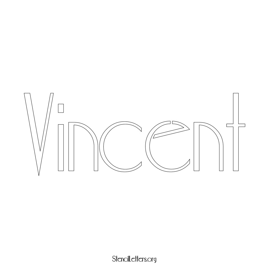 Vincent name stencil in Art Deco Lettering