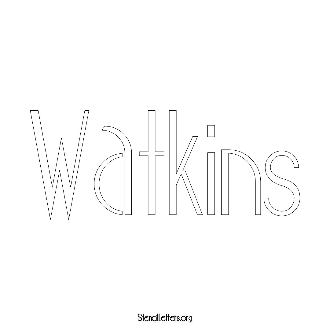 Watkins name stencil in Art Deco Lettering
