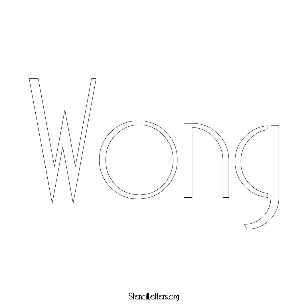 Wong name stencil in Art Deco Lettering
