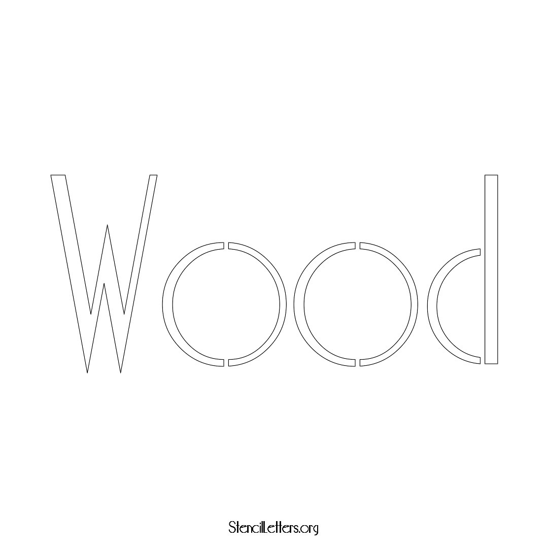 Wood name stencil in Art Deco Lettering