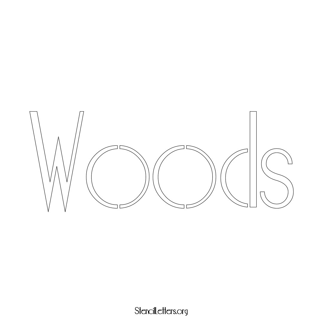 Woods name stencil in Art Deco Lettering