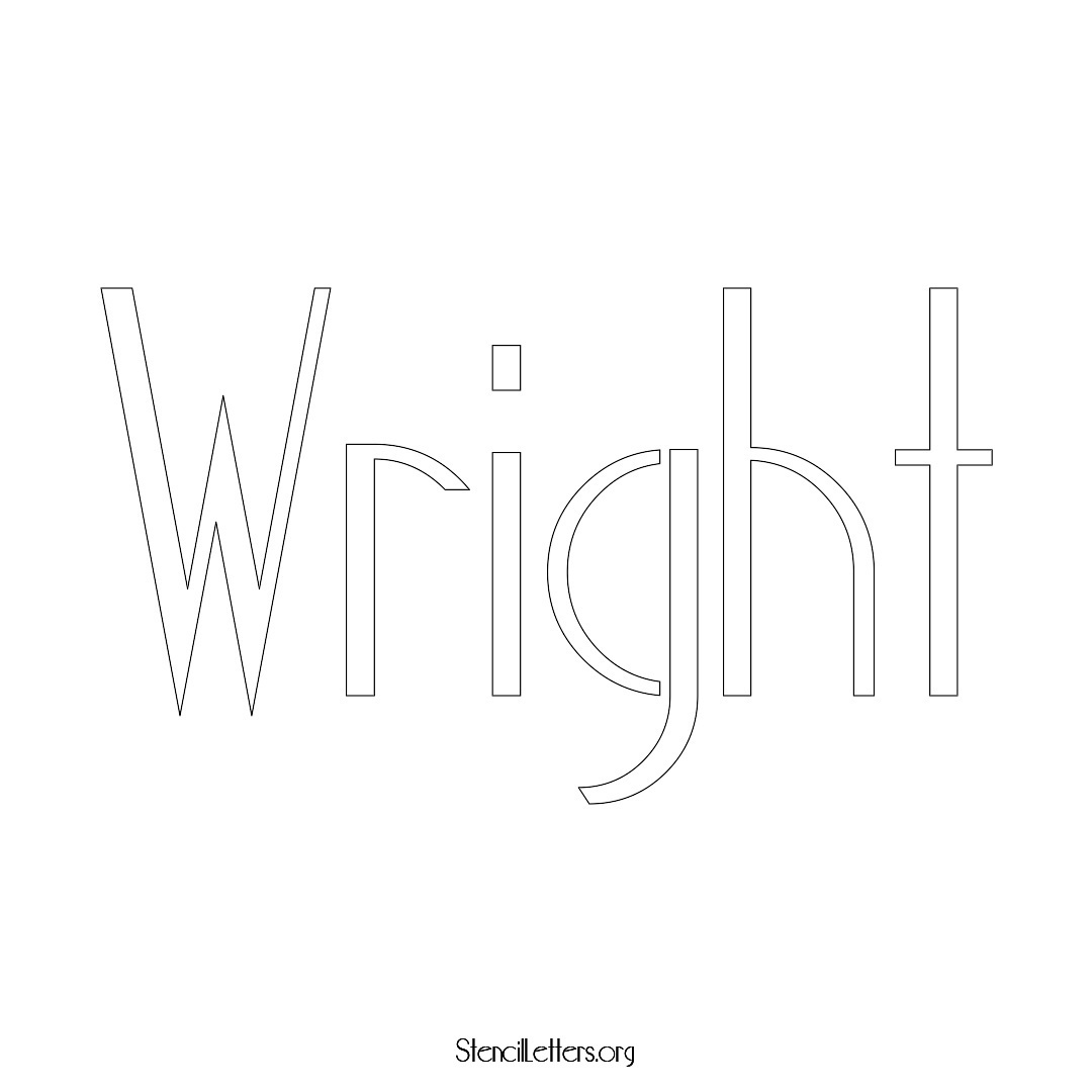 Wright name stencil in Art Deco Lettering