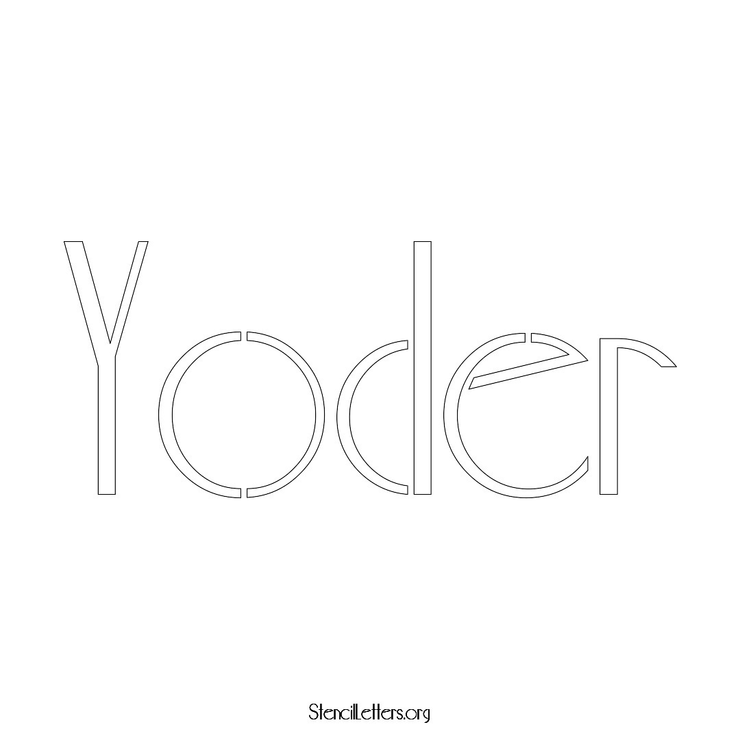 Yoder name stencil in Art Deco Lettering