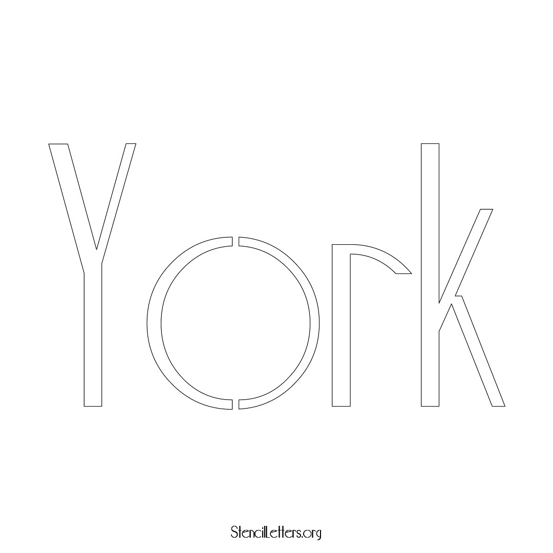 York name stencil in Art Deco Lettering