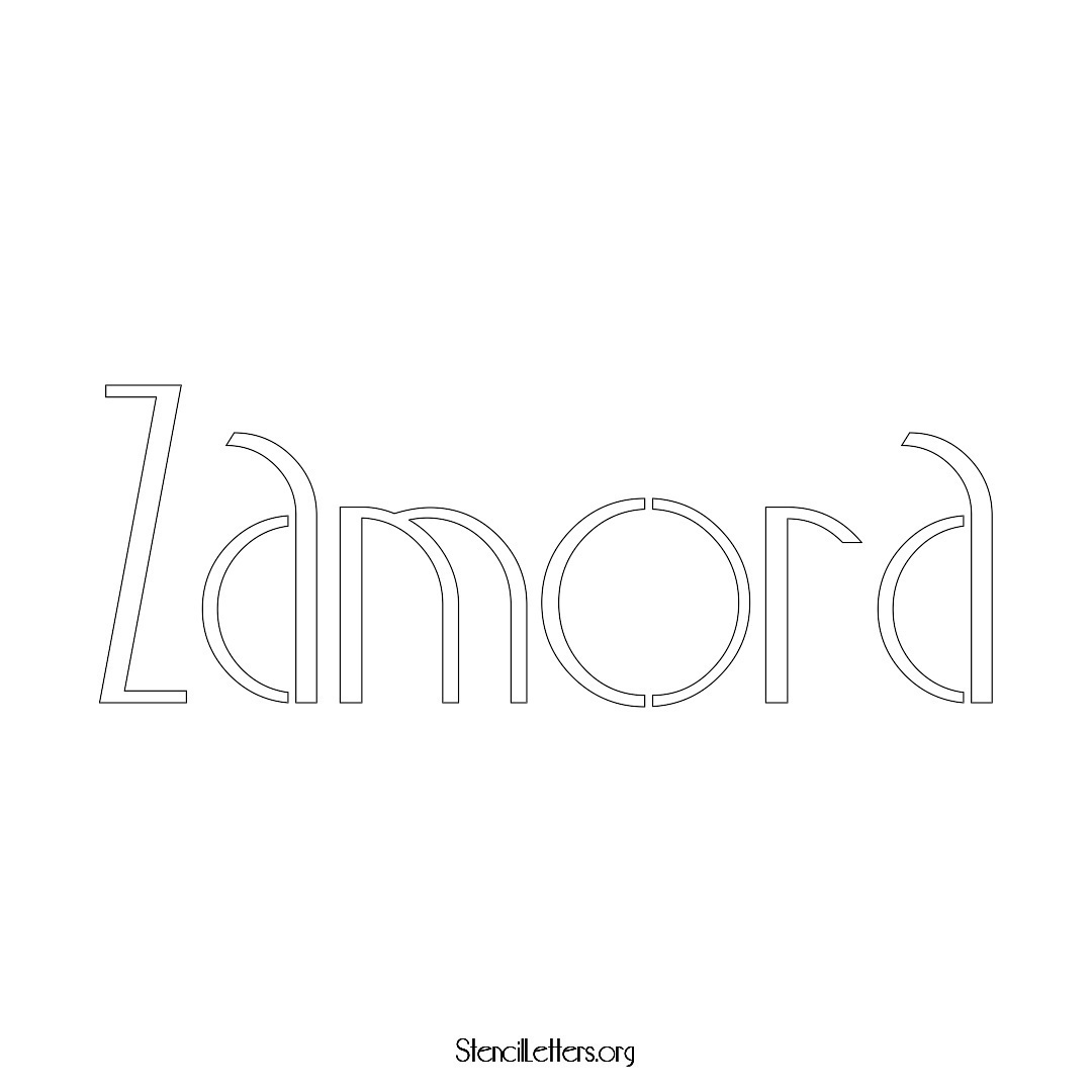 Zamora name stencil in Art Deco Lettering