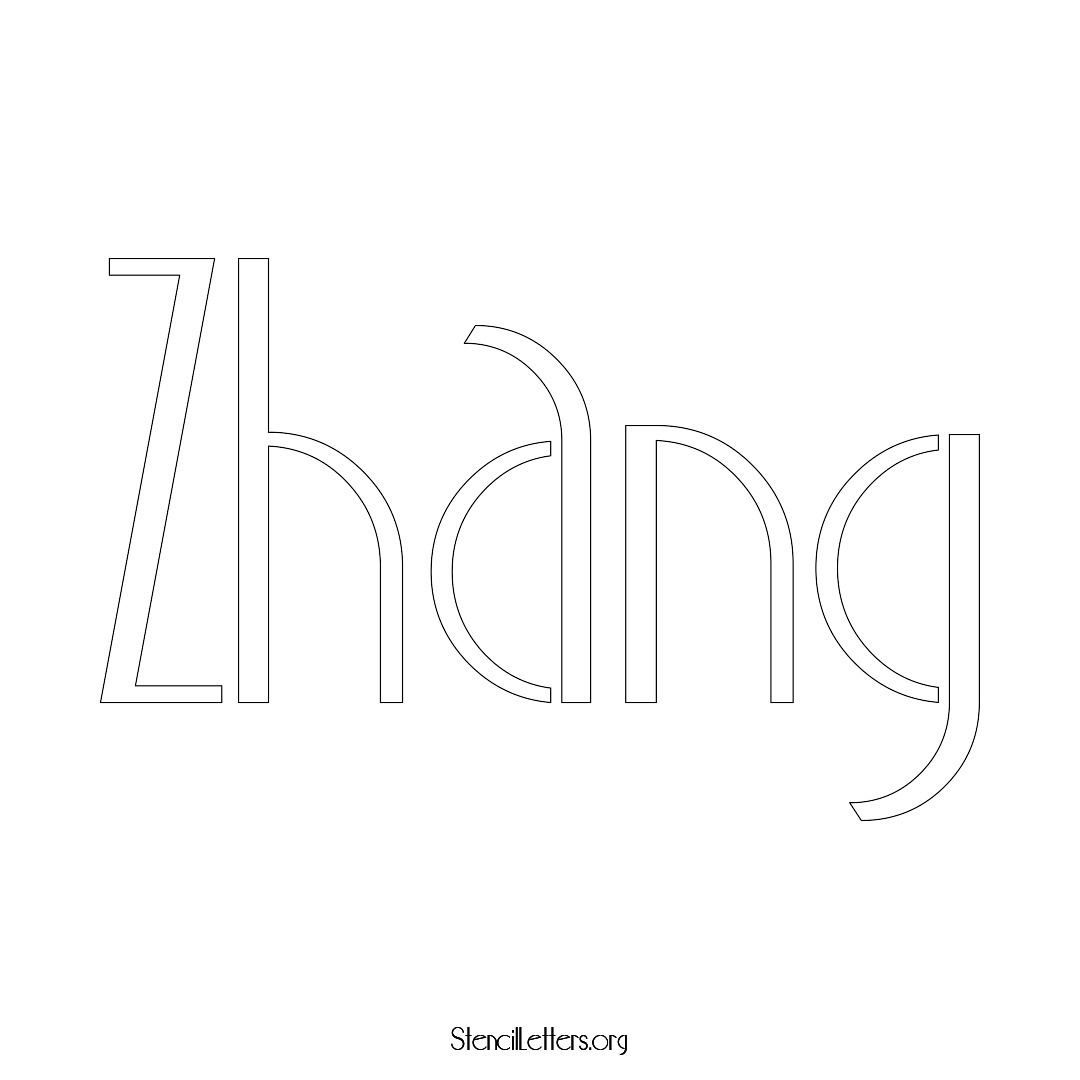 Zhang name stencil in Art Deco Lettering