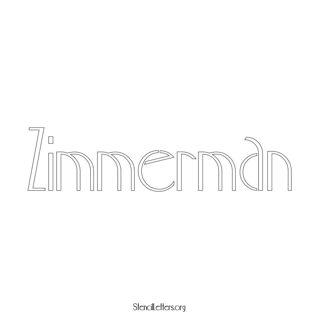 Zimmerman name stencil in Art Deco Lettering