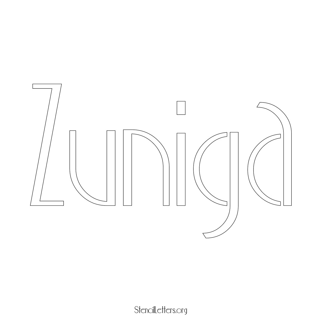 Zuniga name stencil in Art Deco Lettering