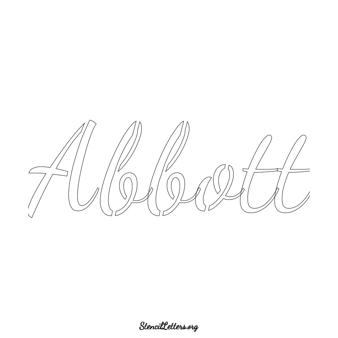 Abbott name stencil in Cursive Script Lettering