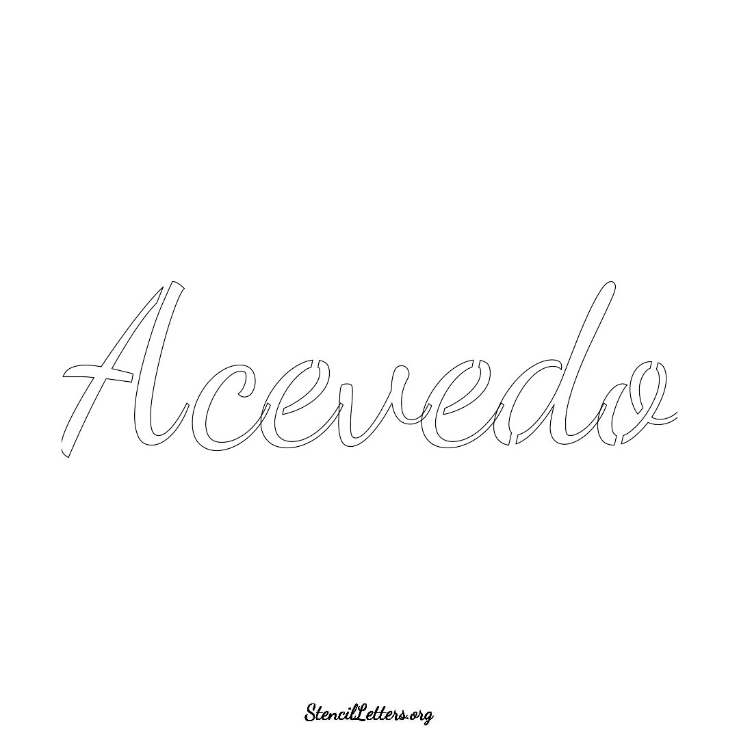 Acevedo name stencil in Cursive Script Lettering
