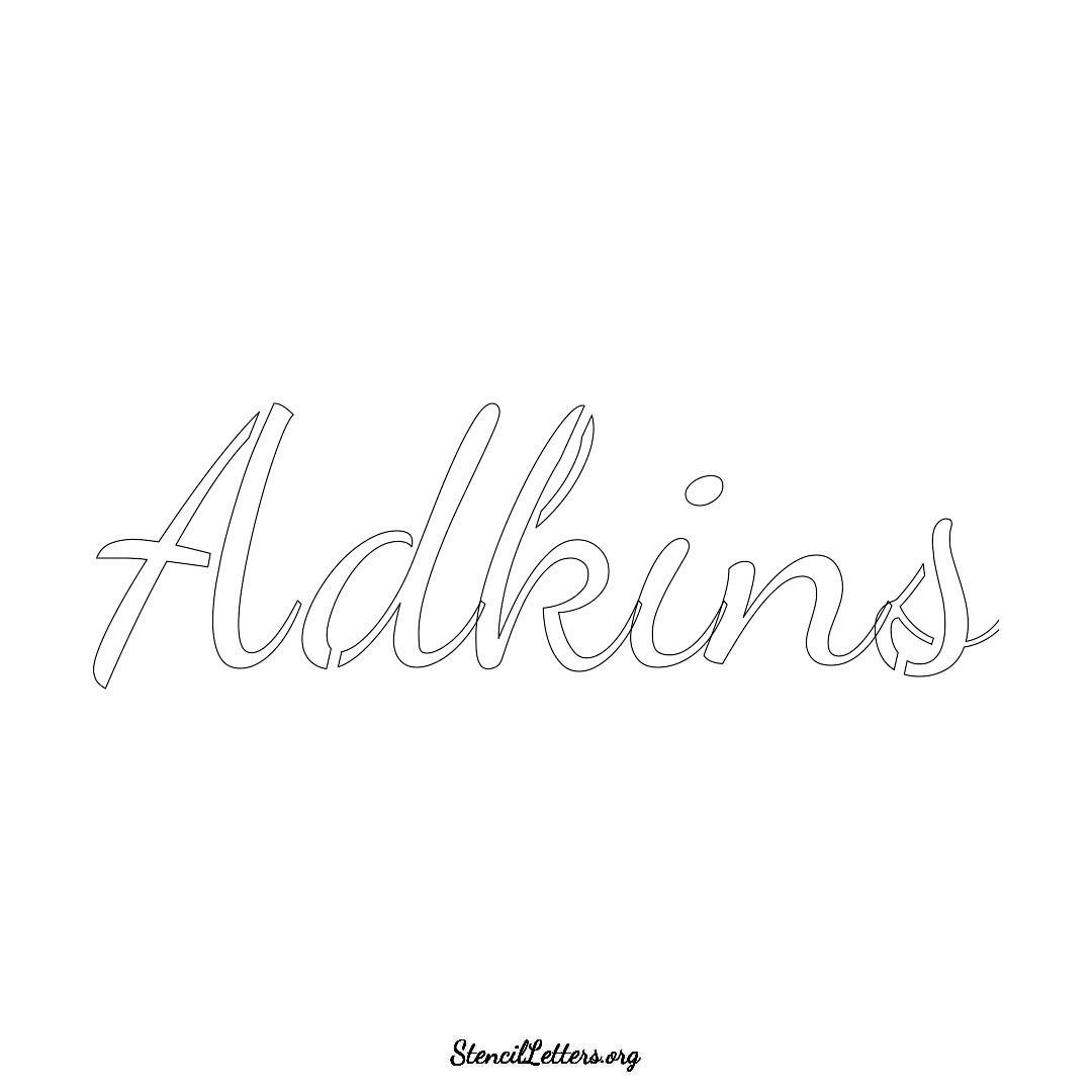 Adkins name stencil in Cursive Script Lettering